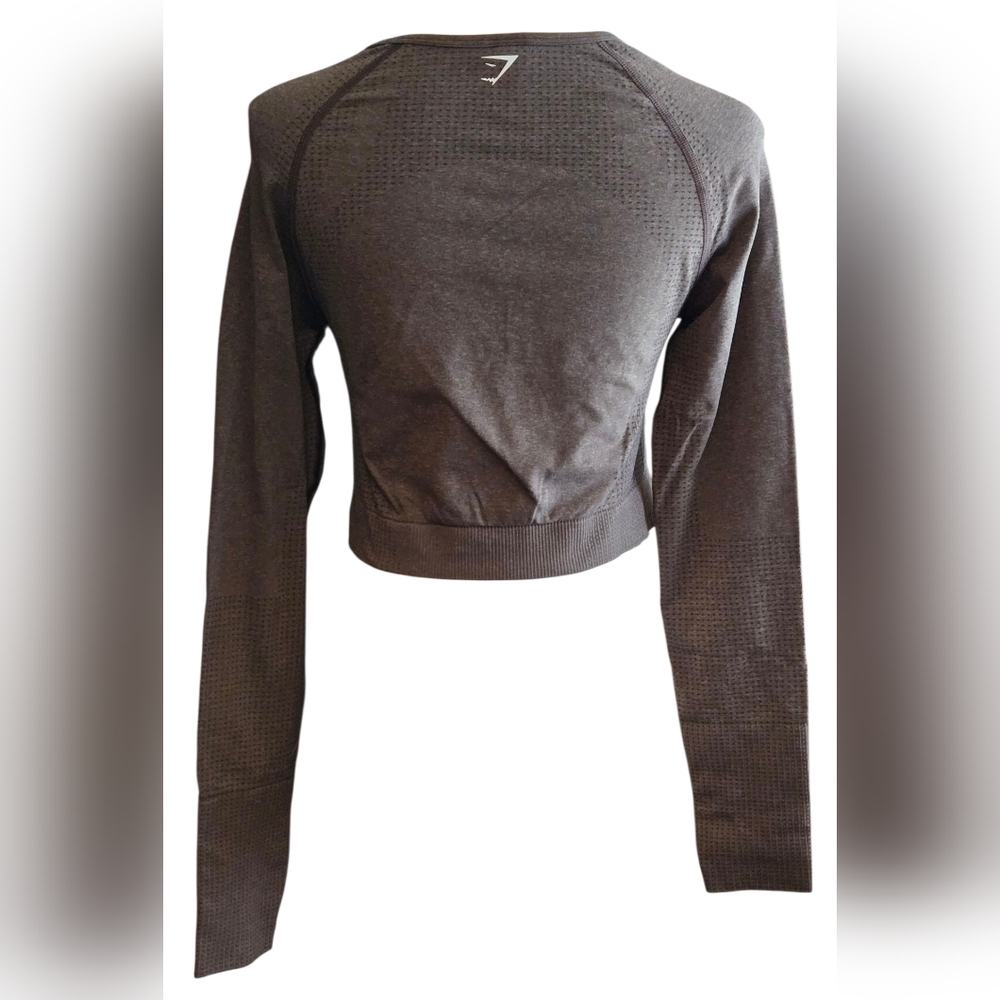 SOLD!! Gymshark Vital Seamless Brown Fitted Long Sleeve Crop Top - Picture 4 of 9